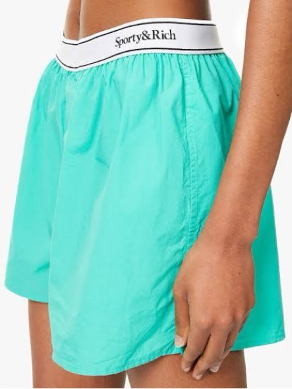 Sporty & Rich Teal Elastic-Waist Poplin Boxer Shorts